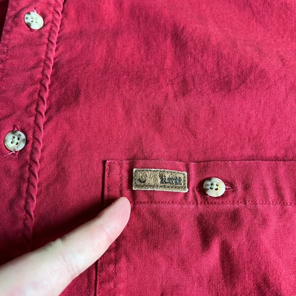 VTG Carhartt Shirt Mens Large Short Sleeve Button Up S18 CRI Red 2000s Workwear - Picture 8 of 10